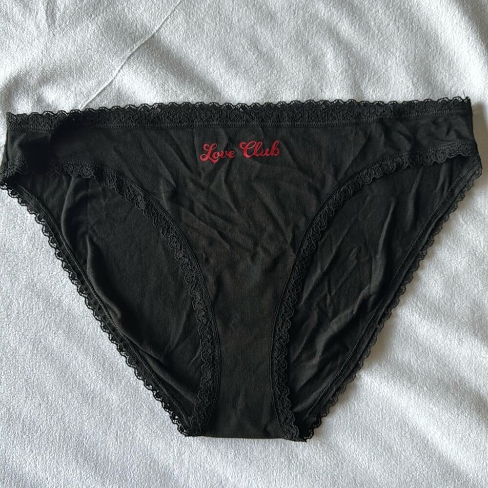 Victoria's Secret lace love club black bikini panty size L
